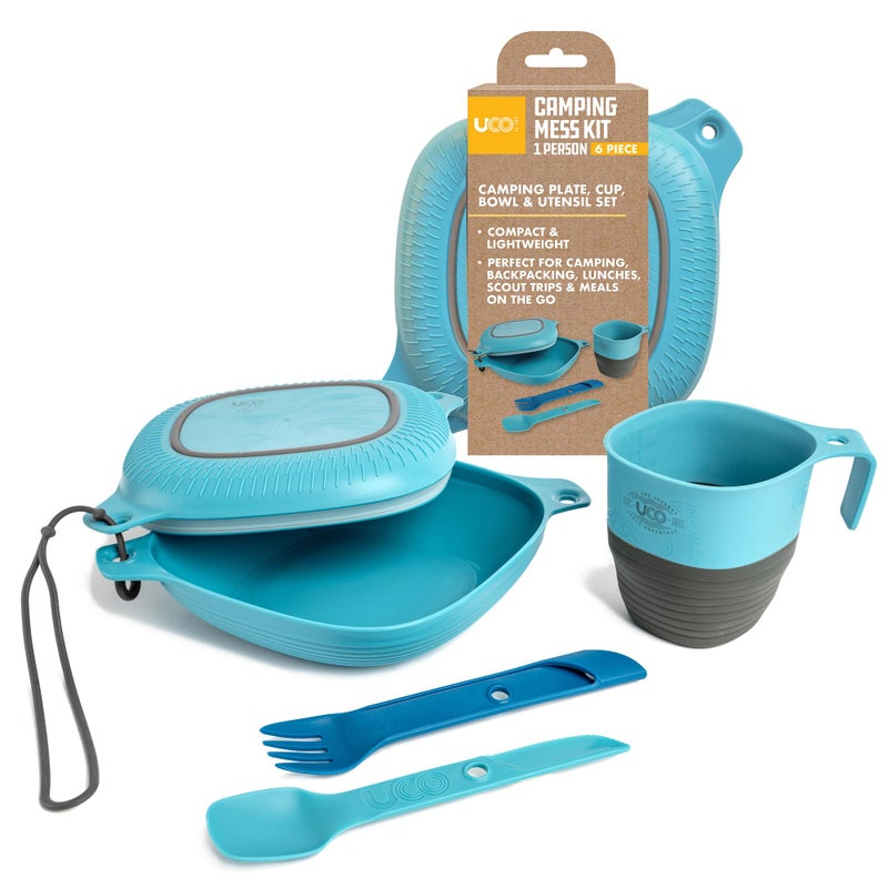 UCO 6-Piece Camping, Backpacking, Outdoor Kitchen Gear Mess Kit with Bowl, Plate, Camp Cup, and Switch Spork Utensil Set - Image 1